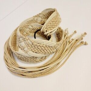 Braided Fringe Tan And Cream Adjustable Round One Size Belt